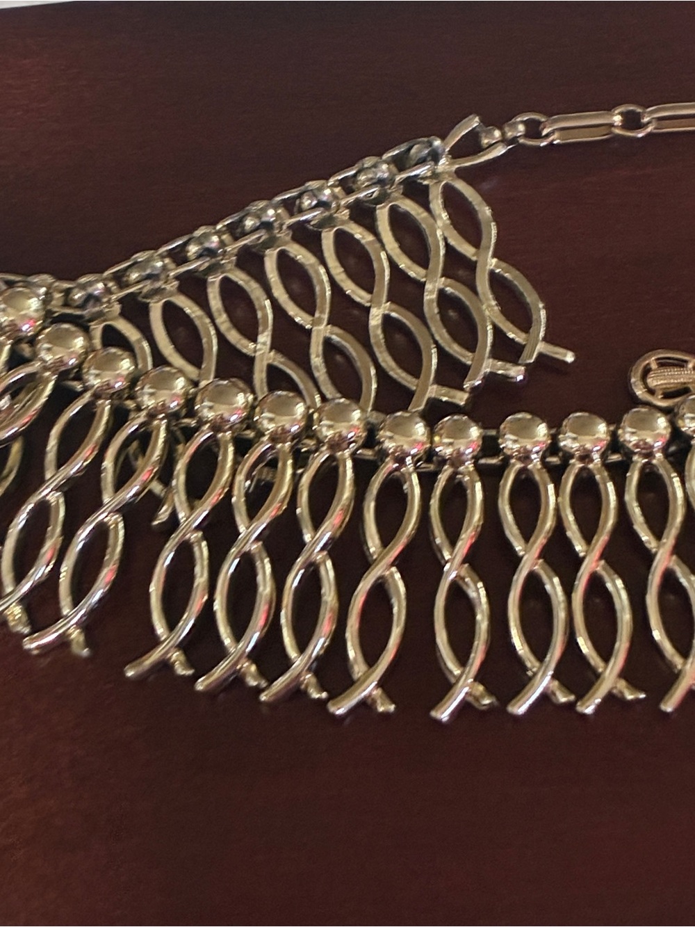 Gold Coro Dangle Link Choker Necklace - Women Jewelry very elegant - Picture 4 of 8